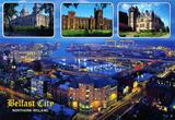 'Belfast City At Night with Landmarks' Postcard
